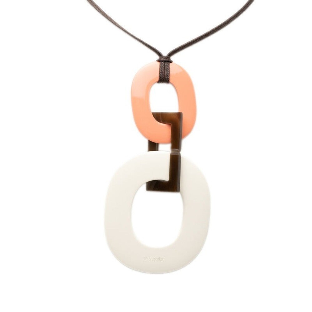 Hermes Cara Buffalo Horn Fabric Necklace Multicolor